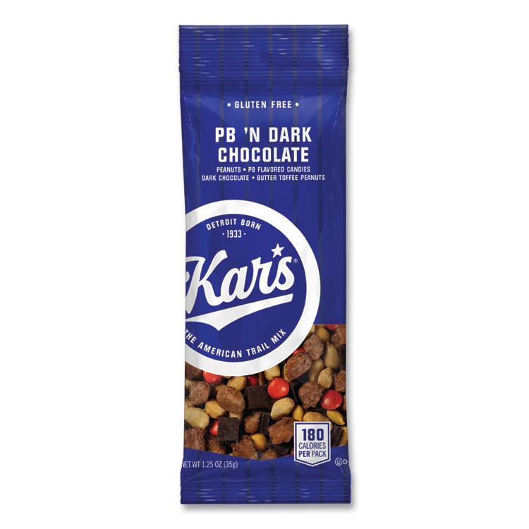 Kar's Trail Mix, Dark Chocolate/Peanut Butter, 1.25 oz Packet, 24/Box (OFX08037)
