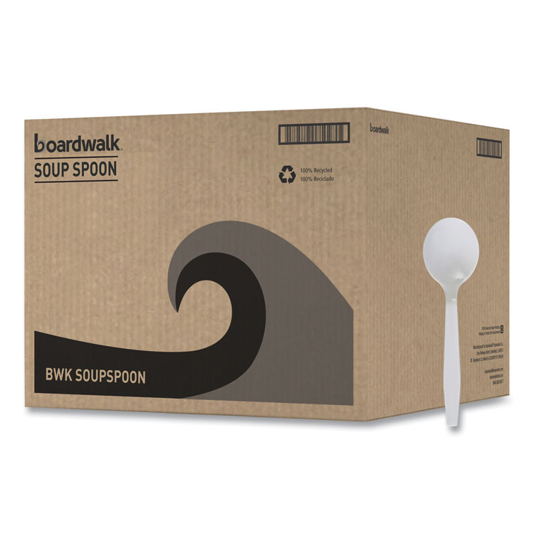 Boardwalk Mediumweight Polystyrene Cutlery, Soup Spoon, Plastic, White, 1,000/Carton (BWKSOUPSPOON)