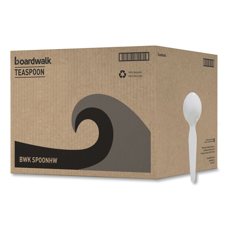 Boardwalk Heavyweight Polystyrene Cutlery, Spoon, Plastic, White, 1,000/Carton (BWKSPOONHW)