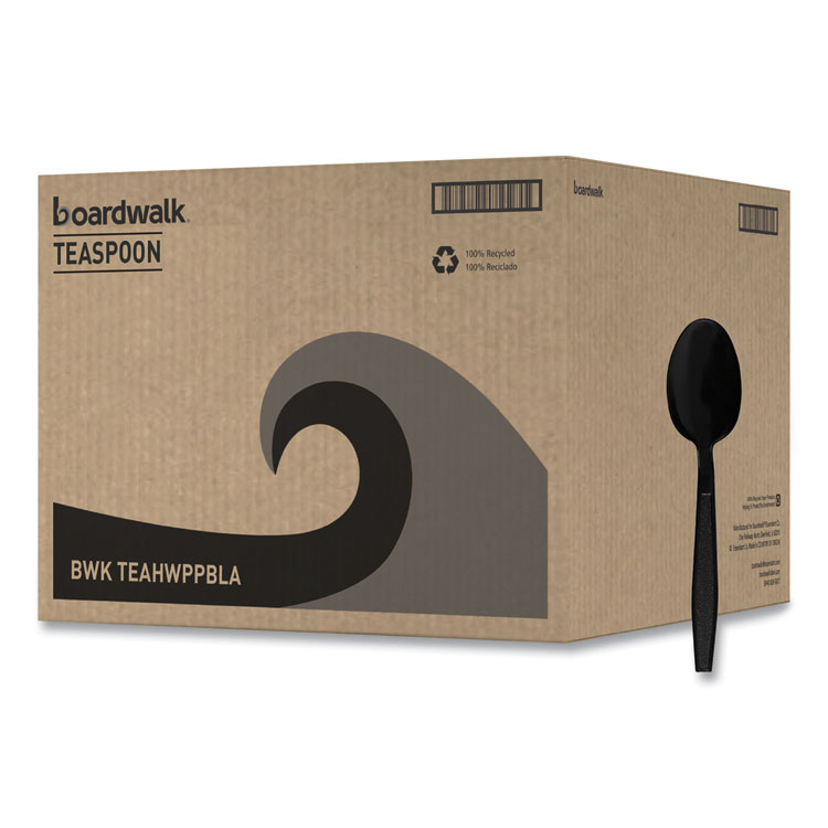 Boardwalk Heavyweight Polypropylene Cutlery, Spoon, Plastic, Black, 1,000/Carton (BWKTEAHWPPBLA)