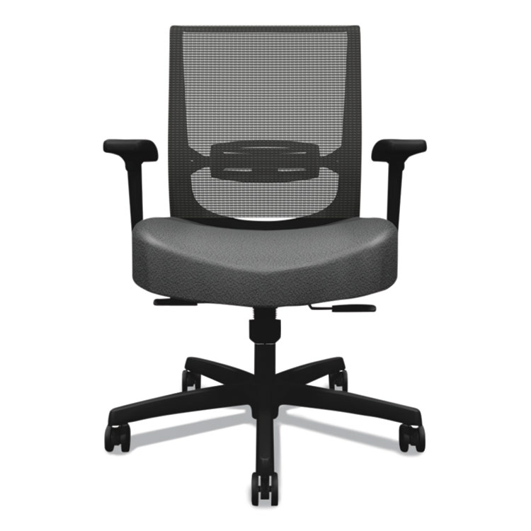 HON Convergence Mid-Back Task Chair, Synchro-Tilt and Seat Glide, Supports Up to 275 lb, Iron Ore Seat, Black Back/Base (HONCMY1ACU19)
