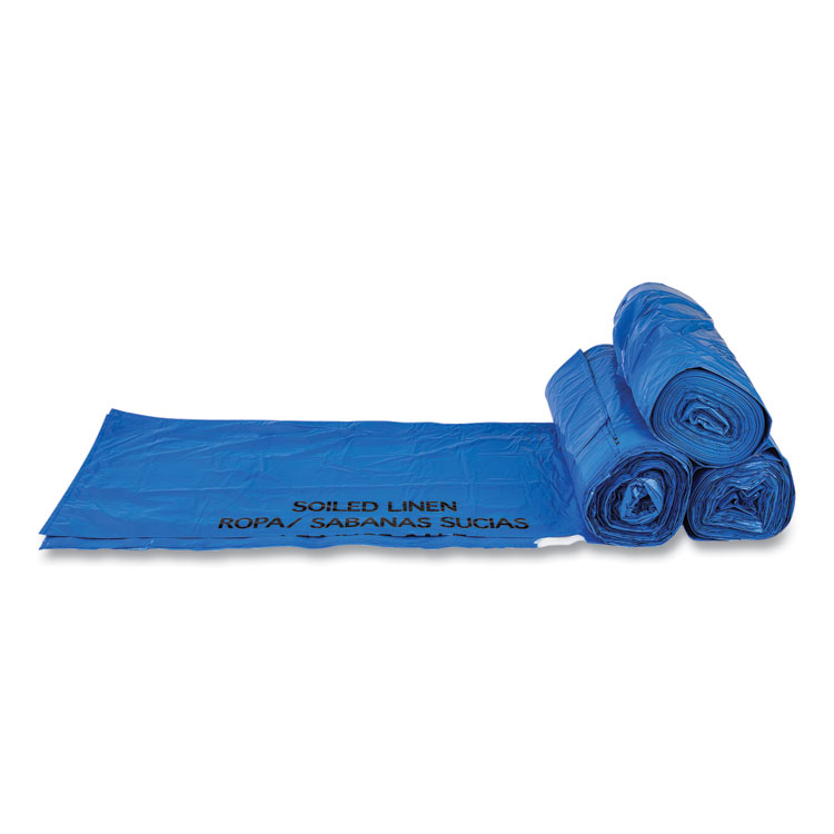 Inteplast Group Draw-Tuff Institutional Draw-Tape Can Liners, Drawstring, 30 gal, 1 mil, 30.5" x 40", Blue, 25 Bags/Roll, 8 Rolls/Carton (IBSDTH3040B)
