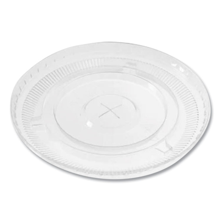Karat PET Lids, Flat with Straw Slot, Fits 12 oz to 24 oz Cold Cups, Clear, 1,000/Carton (KRTCKC626TS)