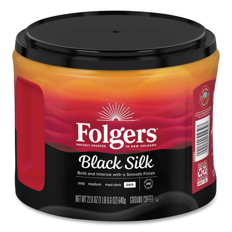 Folgers Coffee, Black Silk, 22.6 oz Canister, 6/Carton (FOL20540CT)