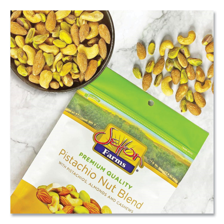 Setton Farms Pistachio Nut Blend, Pistachio, Almonds, Cashews, 4 oz Bag, 10/Carton (SEF5234)