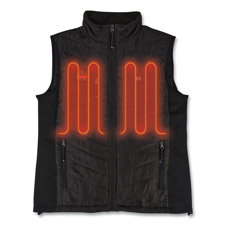 ergodyne N-Ferno 6495 Rechargeable Heated Vest with Batter Power Bank, Fleece/Polyester, Medium, Black (EGO41702)