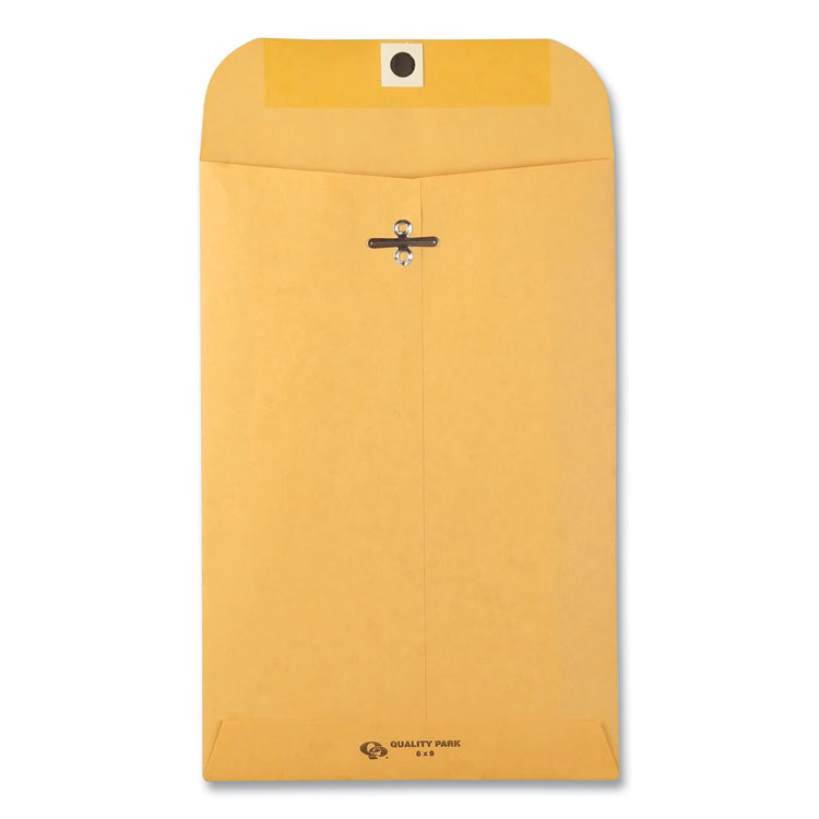 Quality Park Clasp Envelope, 28 lb Bond Weight Kraft, #55, Square Flap, Clasp/Gummed Closure, 6 x 9, Brown Kraft, 100/Box (QUA37855)