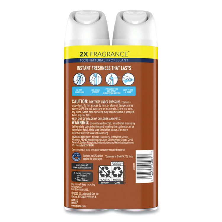Glade Air Freshener, Cashmere Woods, 8.3 oz Aerosol Spray,  3/Carton (SJN346577)