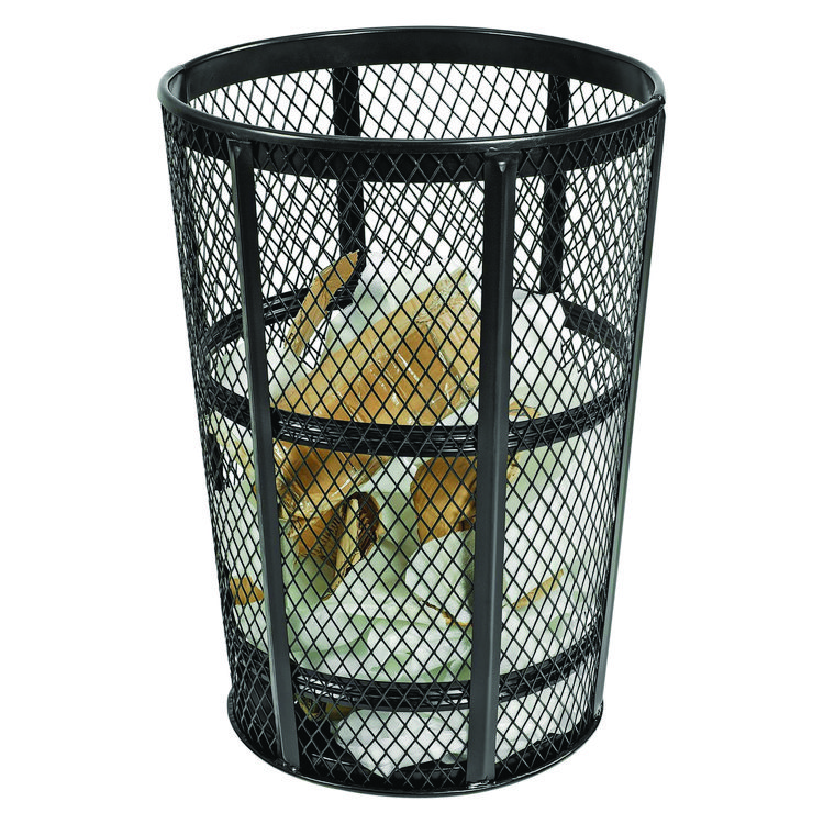 Global Industrial Steel Mesh Corrosion Resistant Trash Can, 48 gal, Black (GBE237634BK)