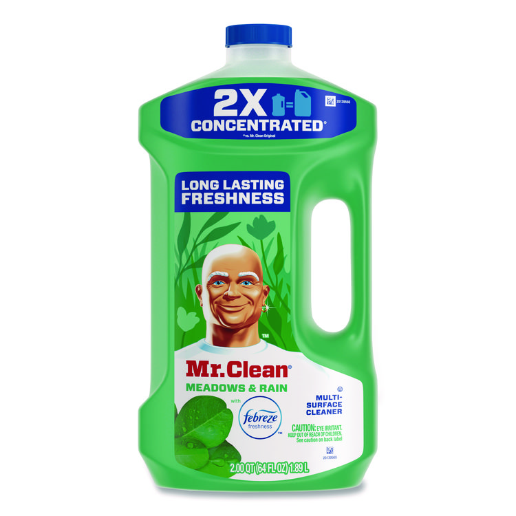 Mr. Clean Multipurpose Cleaning Solution with Febreze, Meadows and Rain, 64 oz Bottle, 4/Carton (PGC10725)