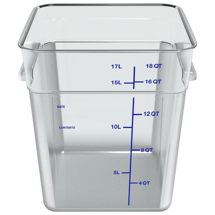 Carlisle Squares Polycarbonate Food Storage Container, 18 qt, 11 13 x 11.13 x 12.58, Clear, Plastic (CFS1195507)