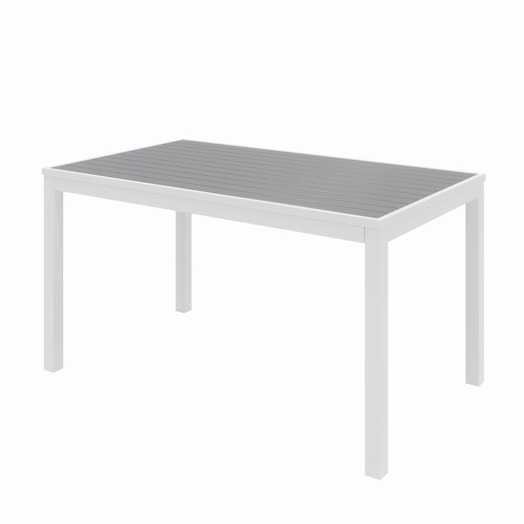 KFI Studios Eveleen Outdoor Patio Table with Six Gray Powder-Coated Polymer Chairs, 32 x 55 x 29, Gray (KFI840031918536)