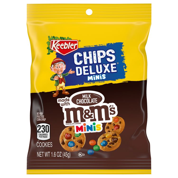 Keebler M&M Cookie Packs, Chocolate, 1.6 oz Pouch, 30/Box, 2 Boxes/Carton (GRR60004085)