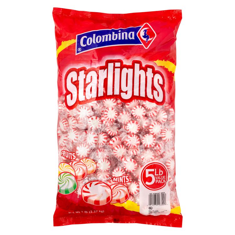 Colombina Peppermint Starlight Mints, 5 lb Bag, 3/Carton (GRR60004061)