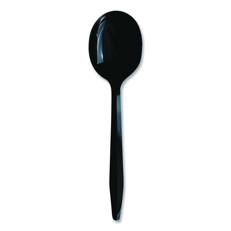 Boardwalk Heavyweight Polypropylene Cutlery, Soup Spoon, Plastic, Black, 1,000/Carton (BWKSOUPBLHVY)