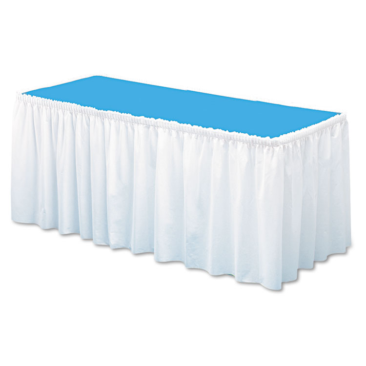Tablemate Table Set Linen-Like Table Skirting, Polyester, 29" x 14 ft, White (TBLLS2914WH)