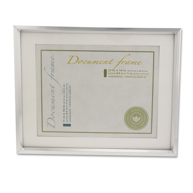 UNV76854 - Universal Plastic Document Frame with Mat, 11 x 14 and 8.5 x 11 Inserts, Metallic Silver (UNV76854) - Image 4