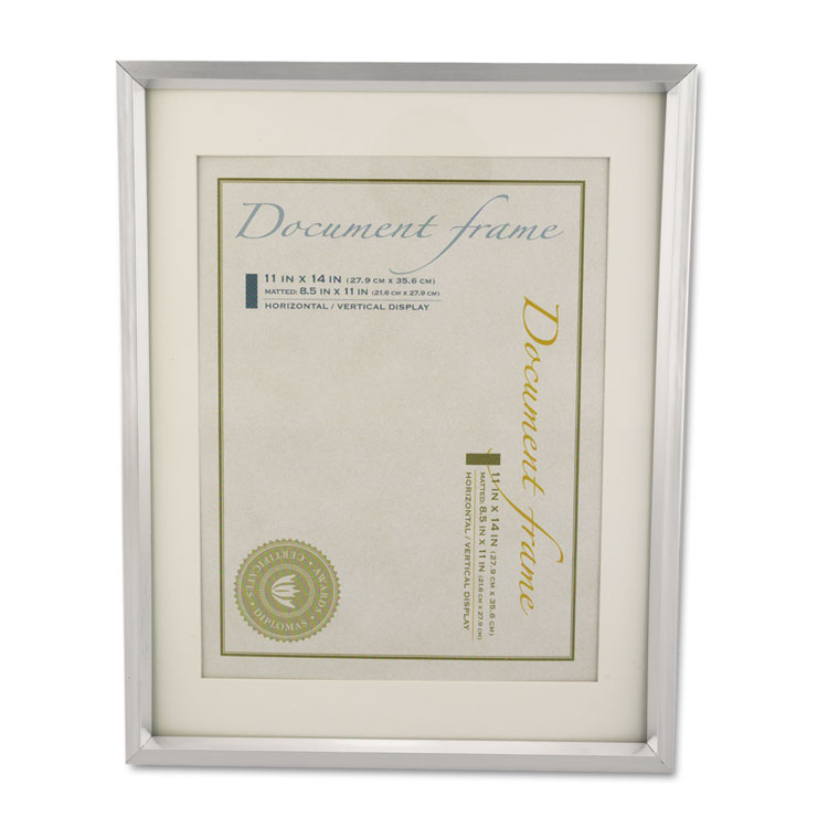UNV76854 - Universal Plastic Document Frame with Mat, 11 x 14 and 8.5 x 11 Inserts, Metallic Silver (UNV76854) - Image 2