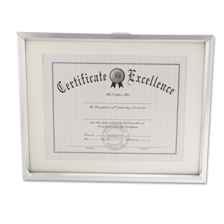 UNV76854 - Universal Plastic Document Frame with Mat, 11 x 14 and 8.5 x 11 Inserts, Metallic Silver (UNV76854) - Image 3