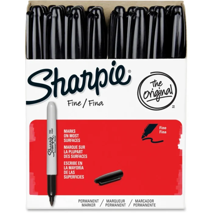 Sharpie Fine Tip Permanent Marker Value Pack with (1) Bonus S-Gel 0.7 mm Black Ink Pen, Fine Bullet Tip Markers, Black Ink, 36/Pack (SAN1884739A)