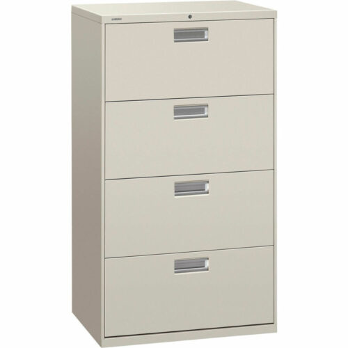 HON Brigade 600 Series Lateral File, 4 Legal/Letter-Size File Drawers, Light Gray, 30" x 18" x 52.5" (HON674LQ)