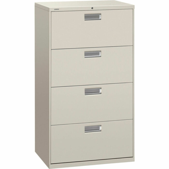 HON Brigade 600 Series Lateral File, 4 Legal/Letter-Size File Drawers, Light Gray, 30" x 18" x 52.5" (HON674LQ)