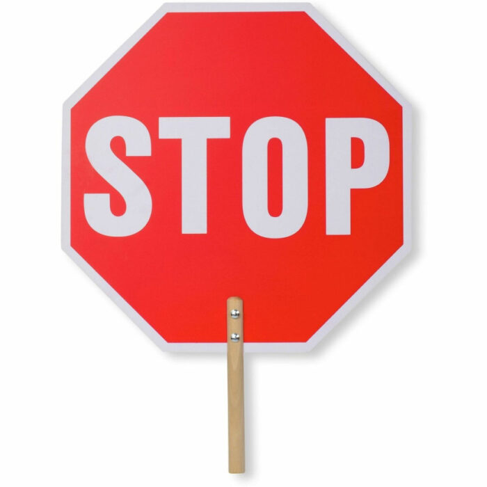 Tatco Handheld Stop Sign, 18" Red/White Face, White Graphics (TCO17520)