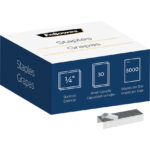 Fellowes Standard 0.25" Full Strip Staples, 0.25" Leg, 0.5" Crown, Steel, 5,000/Pack (FEL5009501)
