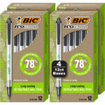BIC ReVolution Clic Stic Ballpoint Pen, Retractable, Medium 1 mm, Black Ink, Translucent Frost/Black Barrel, 48/Pack (BICCSEM48BK)