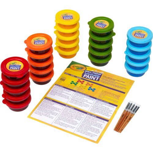 Crayola Spill Proof Washable Paints, 5 Colors, 1.4 oz Cups, 5 Sets/Carton (CYO542313)