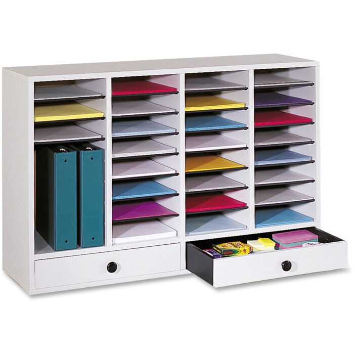 Safco Wood Adjustable Literature Organizer, 32 Compartments, 39.25 x 11.75 x 25.25, Gray (SAF9494GR)
