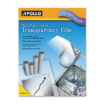 Apollo Plain Paper Laser Transparency Film with Handling Strip, 8.5 x 11, Black on Clear, 100/Box (APOPP201C)