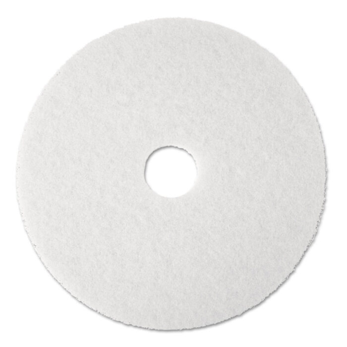 3M Low-Speed Super Polishing Floor Pads 4100, 19" Diameter, White, 5/Carton (MMM08483)