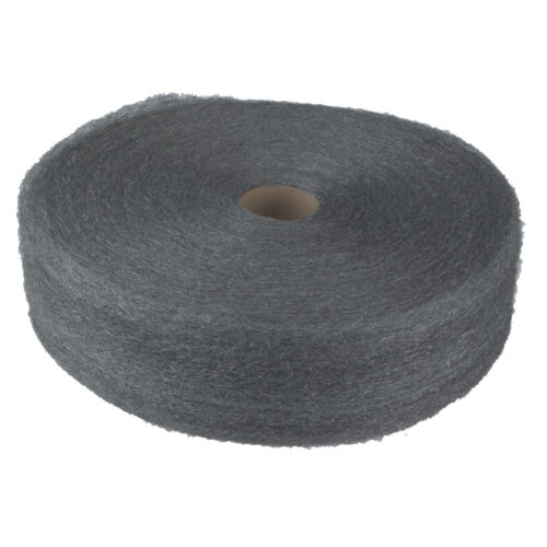 GMT Steel Wool Reel (#1 Medium) is great for cleaning and polishing without scratching surfaces. It comes in a roll, and you can cut the size. It’s strong, flexible, and good for both scrubbing and buffing. Each steel gray reel weighs 5 pounds, and six are in a carton.