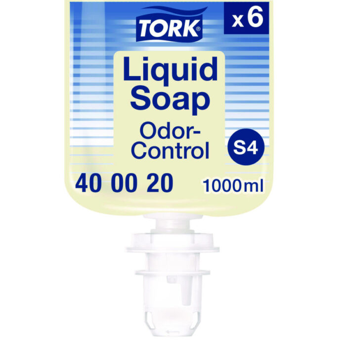 Tork Odor-Control Hand Soap is a heavy-duty liquid soap that removes stubborn grease and food odors from hands. Made for kitchens and frequent use, it’s gentle on the skin and unscented. Designed to fit Tork S4 dispensers, the sealed 1-liter bottle keeps things hygienic and collapses as it empties to cut waste. Comes in a carton of 6 refills, ideal for busy restaurants or workplaces needing reliable, no-fuss hand cleaning.