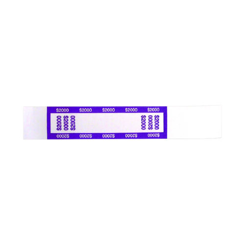 CONTROLTEK currency straps are self-adhesive and designed for securely bundling $20 bills. Each strap holds $2,000 and 1,000 straps in a pack. The straps are white kraft paper and feature ABA color coding for easy identification. The pressure-sensitive design makes them quick and easy to use, ideal for organizing cash.