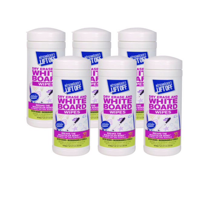 Motsenbocker's Lift-Off Dry Erase Cleaner Wipes, Cloth, 7 x 12, 40/Canister, 6 Canisters/Carton (MOT42703CT)