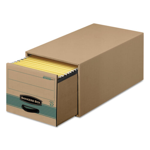 Bankers Box STOR/DRAWER STEEL PLUS Extra Space-Savings Storage Drawers, Legal Files, 16.75" x 25.5" x 11.5", Kraft/Green, 6/Carton (FEL1231201)