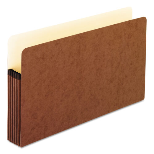 Pendaflex Standard Expanding File Pockets, 5.25" Expansion, Legal Size, Red Fiber, 10/Box (PFX1536GOX)