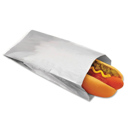 Bagcraft Foil Single-Serve Bags, Unlabeled Hot Dog, 3.5" x 1.5" x 8.5", Silver, 1,000/Carton (BGC300456)