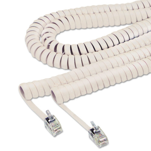 Softalk Coiled Phone Cord, Plug/Plug, 12 ft, Ivory (SOF48100)