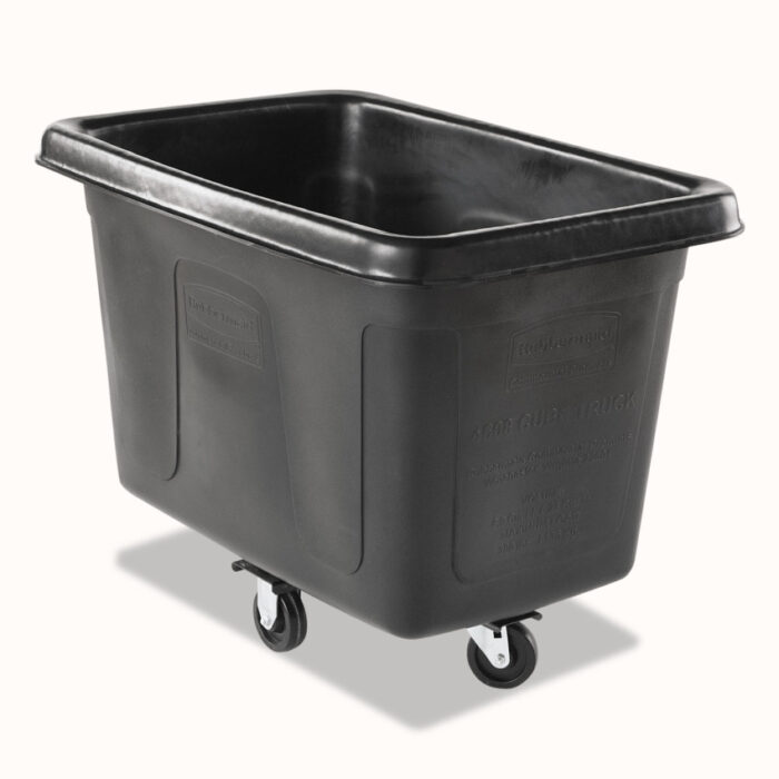 Rubbermaid Commercial Cube Truck, 59 gal, 300 lb Capacity, Plastic, Black (RCP4608BLA)