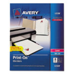 Avery Customizable Print-On Dividers, 3-Hole Punched, 8-Tab, 11 x 8.5, White, 1 Set (AVE11528)