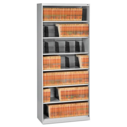 Tennsco Fixed Shelf Open-Format Lateral File for End-Tab Folders, 7 Legal/Letter File Shelves, Light Gray, 36" x 16.5" x 87" (TNNFS370LGY)