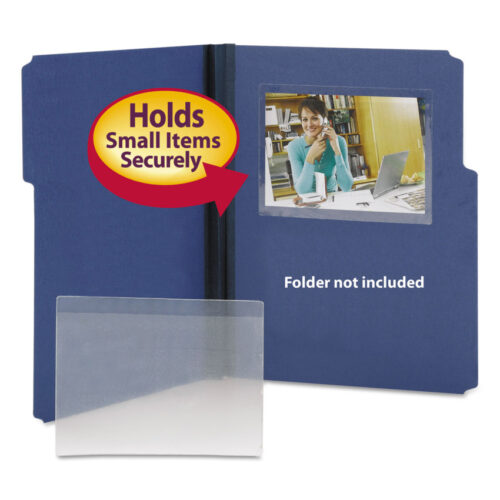 Smead Self-Adhesive Poly Pockets, Top Load, 6.25 x 4.56, Clear, 100/Box (SMD68164)