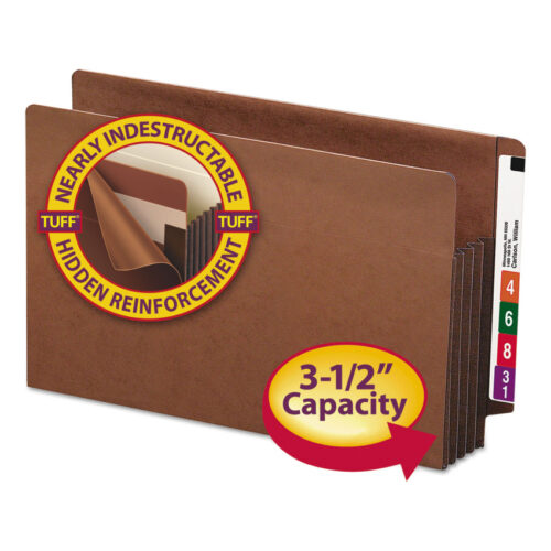 Smead Heavy-Duty Redrope End Tab TUFF Pockets, 3.5" Expansion, Legal Size, Redrope, 10/Box (SMD74780)