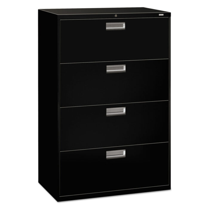 HON Brigade 600 Series Lateral File, 4 LegalLetter-Size File Drawers, Black, 36 x 18 x 52.5 (HON684LP)