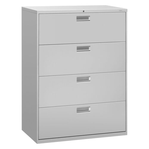 HON Brigade 600 Series Lateral File, 4 Legal/Letter-Size File Drawers, Light Gray, 42" x 18" x 52.5" (HON694LQ)