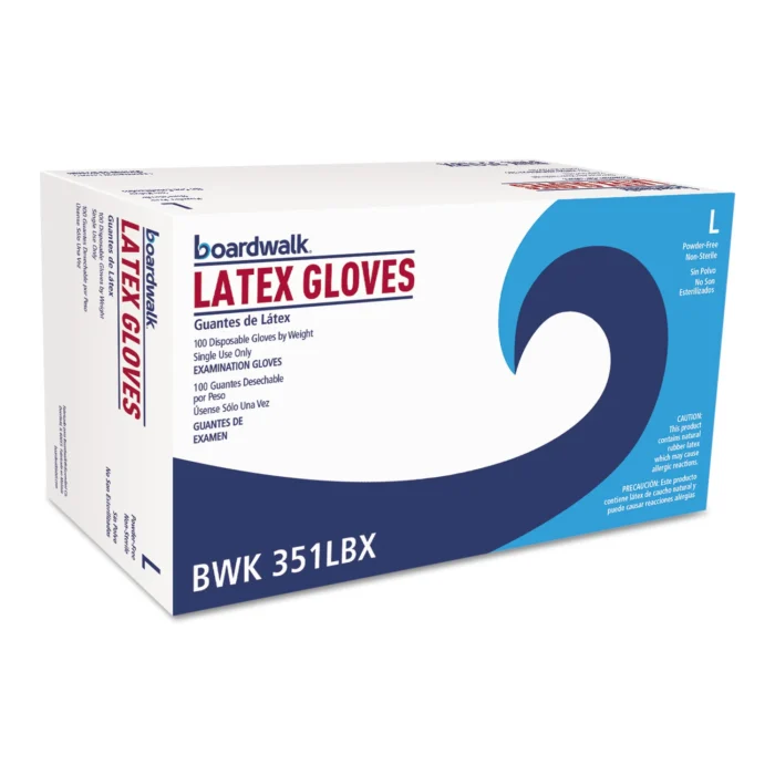 Boardwalk Powder-Free Latex Exam Gloves, Large, Natural, 4 4/5 mil, 1,000/Carton (BWK351LCT)