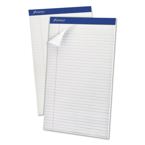 Ampad Perforated Writing Pads, Wide/Legal Rule, 50 White 8.5 x 14 Sheets, Dozen (TOP20330)